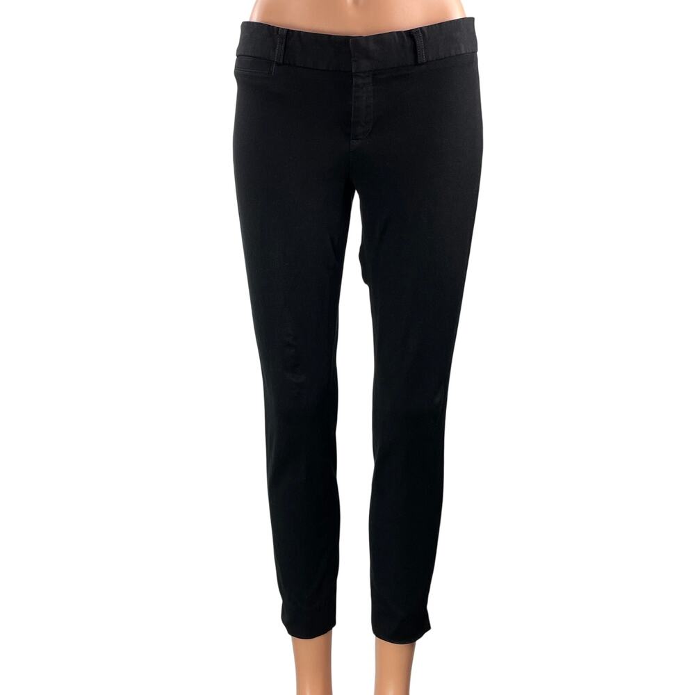 Banana Republic Sloan Women Black Mid Rise Skinny Cropped Trousers Pants Size 25